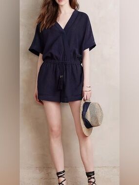 Twelfth Street by Cynthia Vincent Navy Mesh-Trim Top size S 100% silk